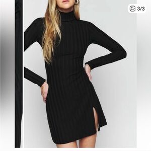 Reformation Libra Turtleneck Dress in Black